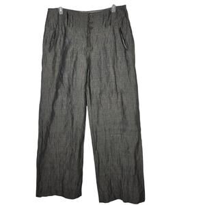 Earl Rutenberg Collection Pants Womens 12 Gray Linen Blend Wide Leg Made‎ USA